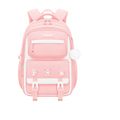 Comfortable pink multi-color school backpack for girls, featuring padded straps and multiple compartments, ideal for primary, middle, and high school students in Pakistan